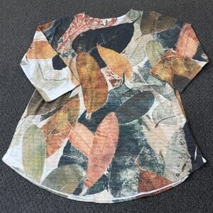 Ateller5 Gozde Yilmaz Shirt Womens Large Leaf Fall Autumn 3/4 Sleeve Tunic